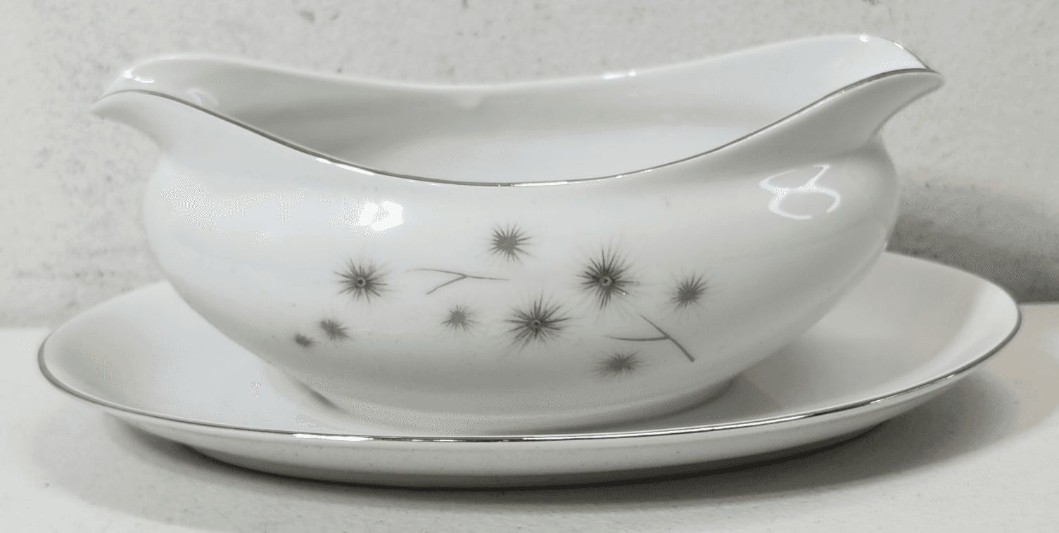Creative Platinum Star Burst Fine China Japan 1014 Gravy Boat - Thumbnail 4