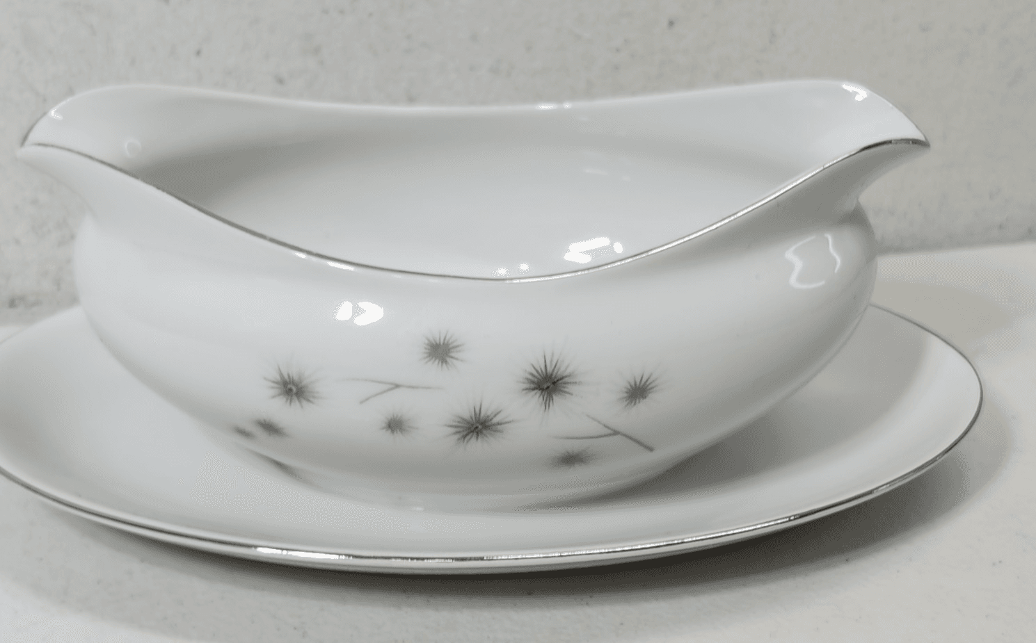 Creative Platinum Star Burst Fine China Japan 1014 Gravy Boat - Thumbnail 8