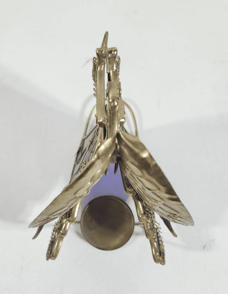 Stained Glass Angel Candle Holder Blue W/Gold-tone Metal Free-Standing 8.5” Tall - Thumbnail 9