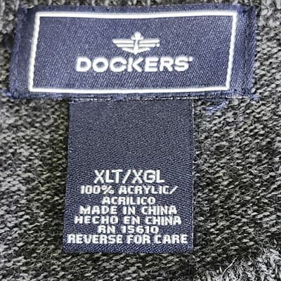 Vintage Dockers Sweater Striped Knit Black Gray Mens Size XLT - Thumbnail 7
