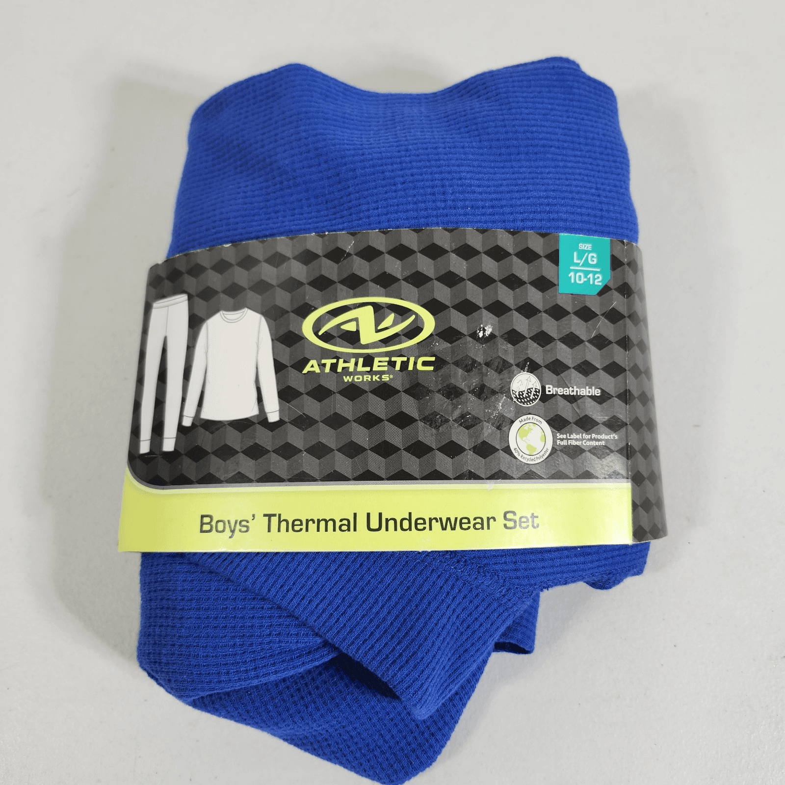 Athletic Works Boy's Large Youth 10-12 Thermal Underwear Set Blue NEW