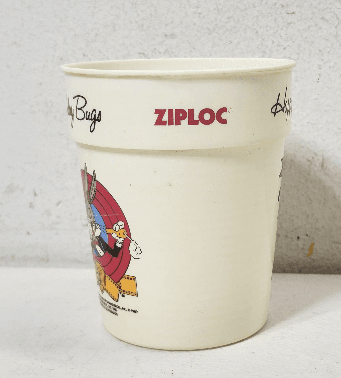 Vintage 1989 Ziploc 50Th Anniversary Bugs Bunny Roadrunner Plastic Cup - Thumbnail 2