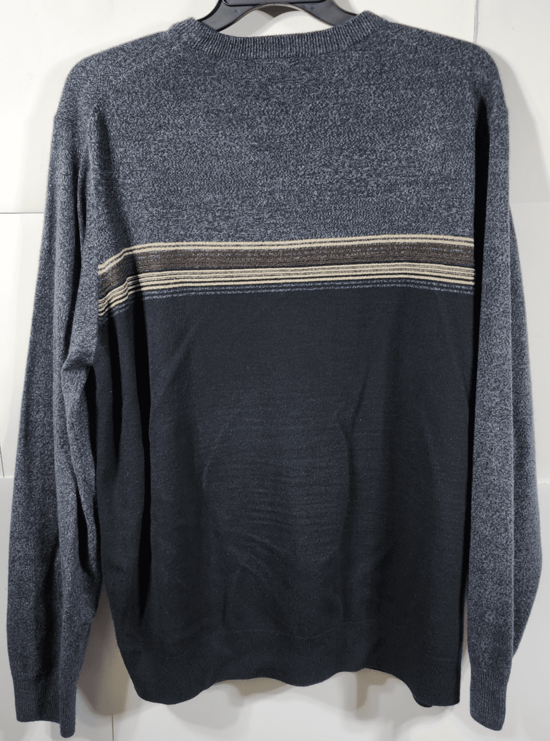 Vintage Dockers Sweater Striped Knit Black Gray Mens Size XLT - Thumbnail 6