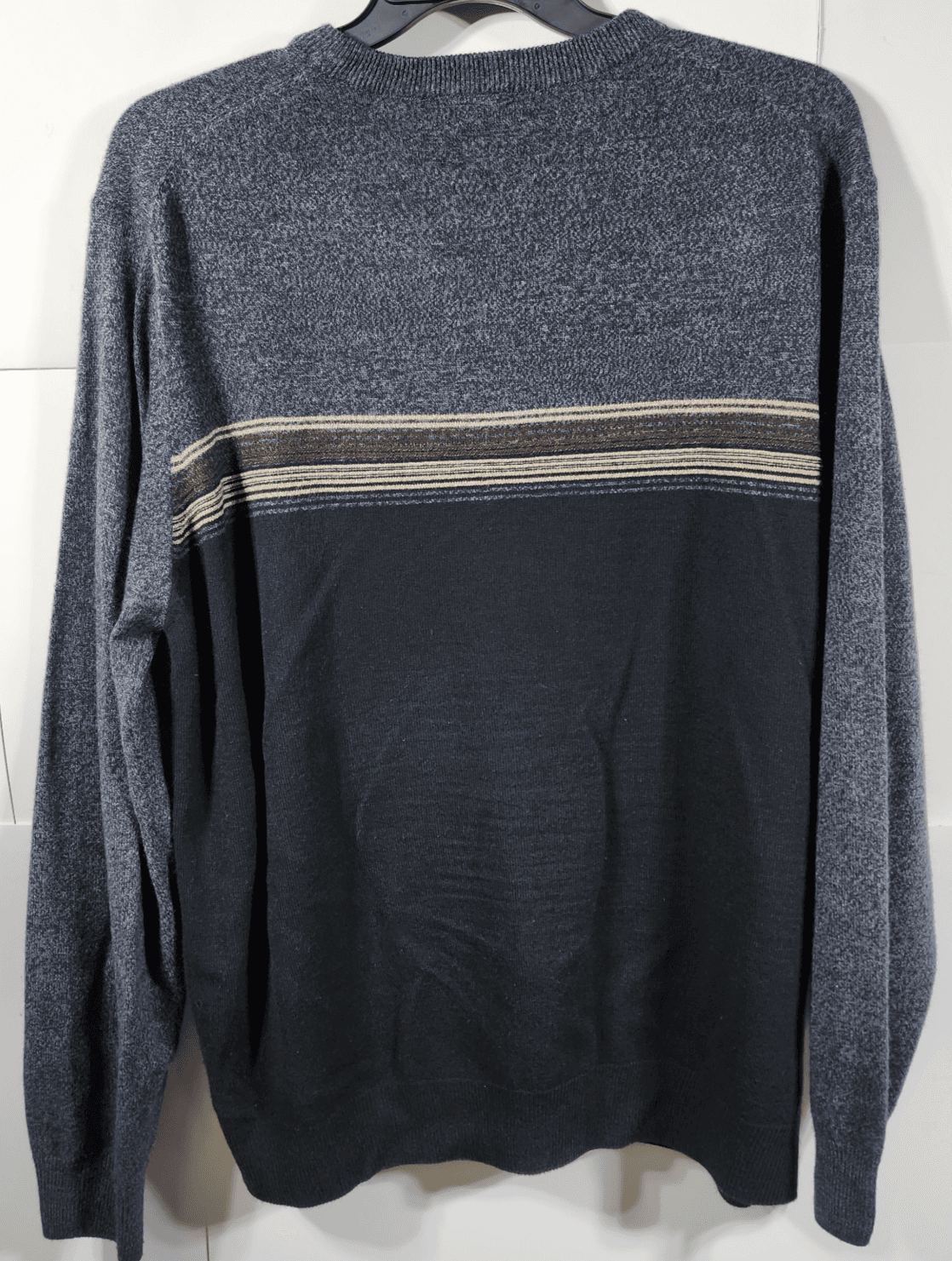 Vintage Dockers Sweater Striped Knit Black Gray Mens Size XLT - Thumbnail 4
