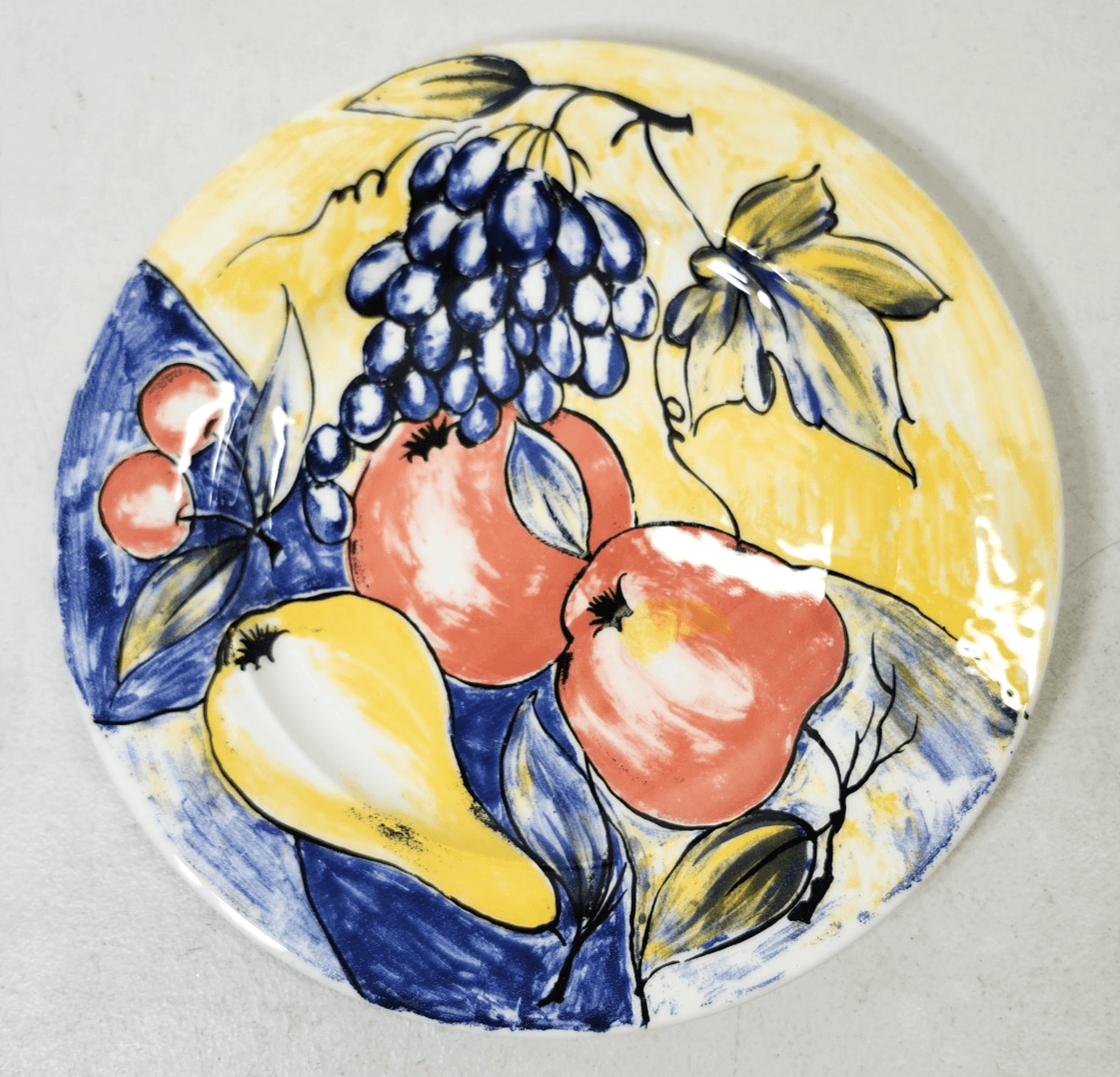 Pier 1 Dinner Plate Made In Italy Handpainted Fruit 10.5" - Thumbnail 2