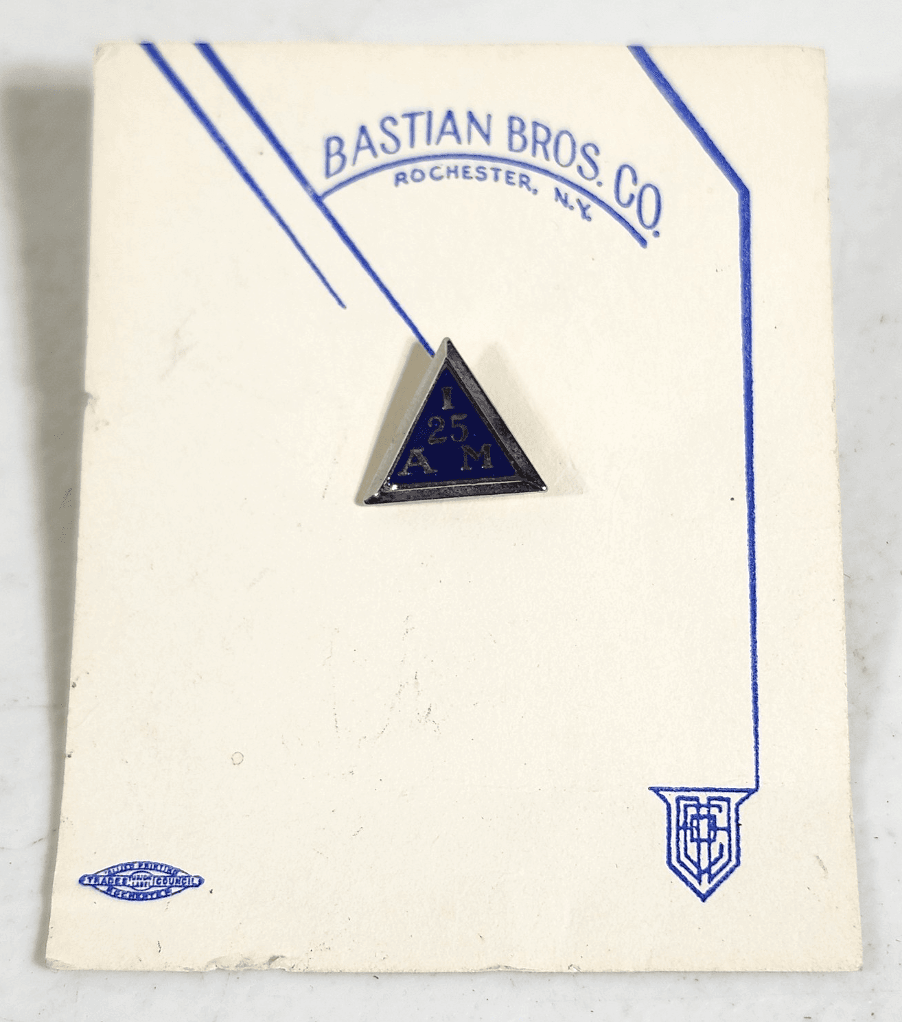 International Association Of Machinist 25 Years Service Pin Bastian Bros