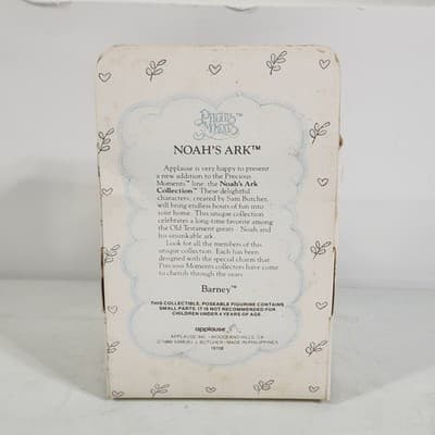 Applause Noah’s Ark Barney Flocked Brown Bear In Blue Wooden Cart - Thumbnail 4