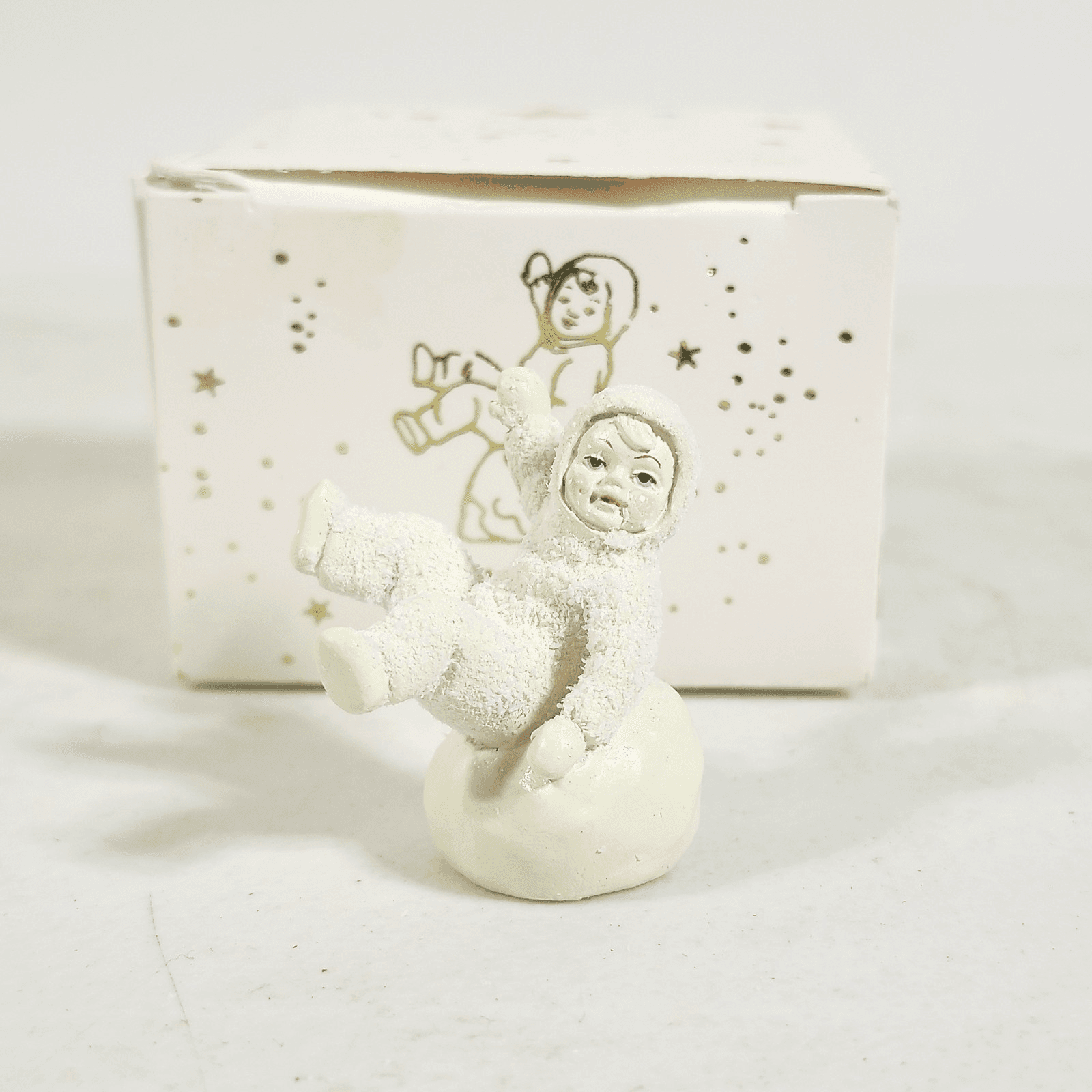 Department 56 Snowbabies Miniature Pewter Figurine Don't Fall Off 7603-1 VTG