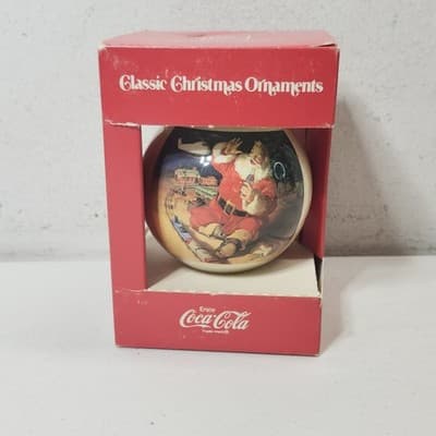 Vintage Santa Coca-Cola Ball Classic Christmas Ornament by Corning Glass Works - Thumbnail 4