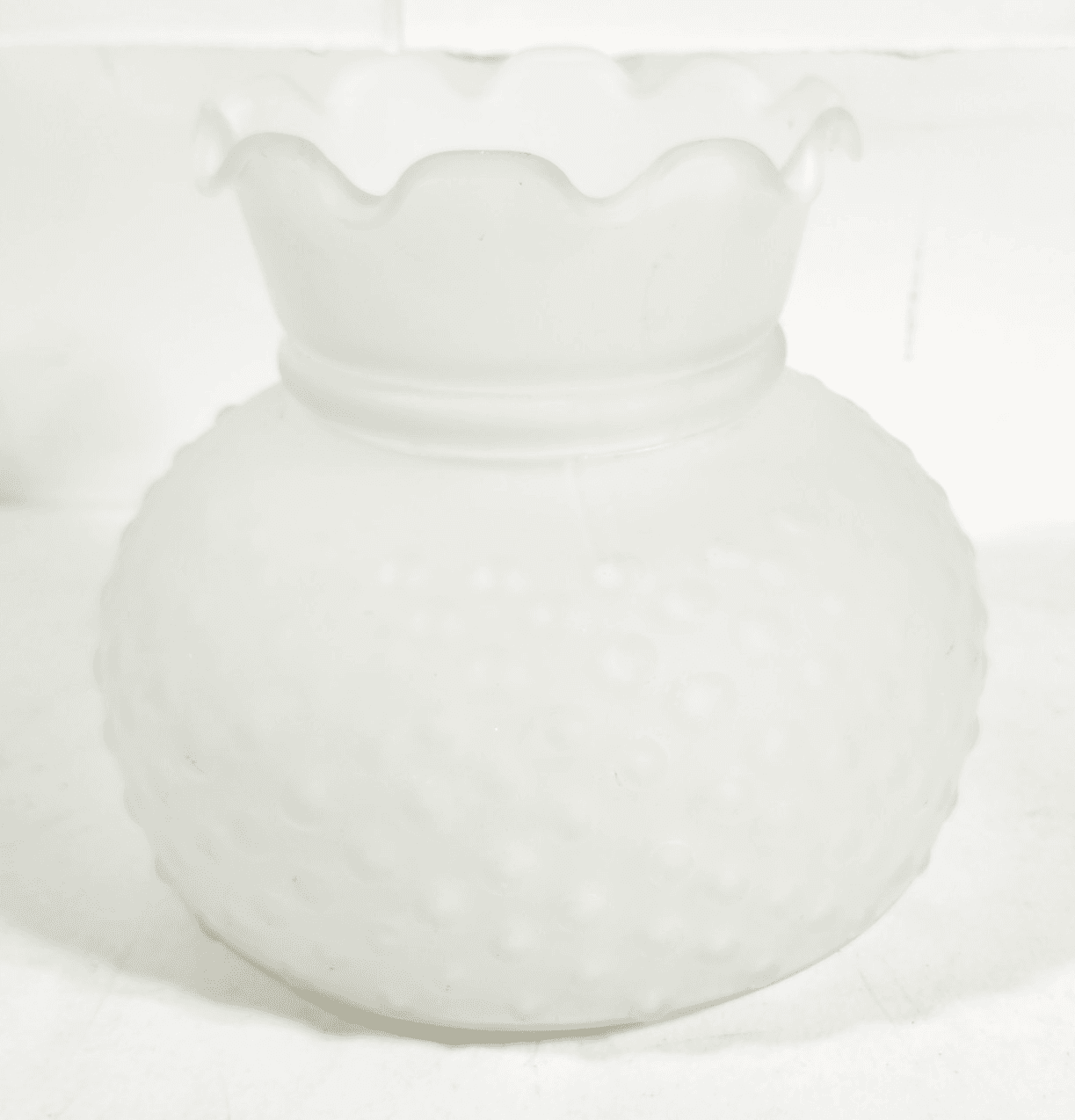 Large Vintage Ruffled Top Light Frosted Glass Lamp Shade Globe Hurricane