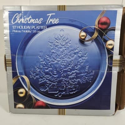 Colony Glass Christmas Tree Serving Platter 13" Holiday Home Decor - Thumbnail 5