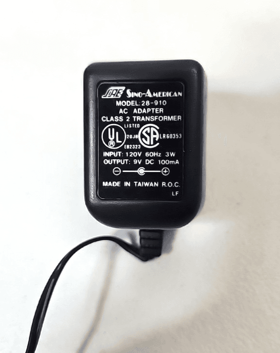 Sino-American AC Adapter Model 28-910 Output 9VDC 100mA Plug Cord - Thumbnail 2