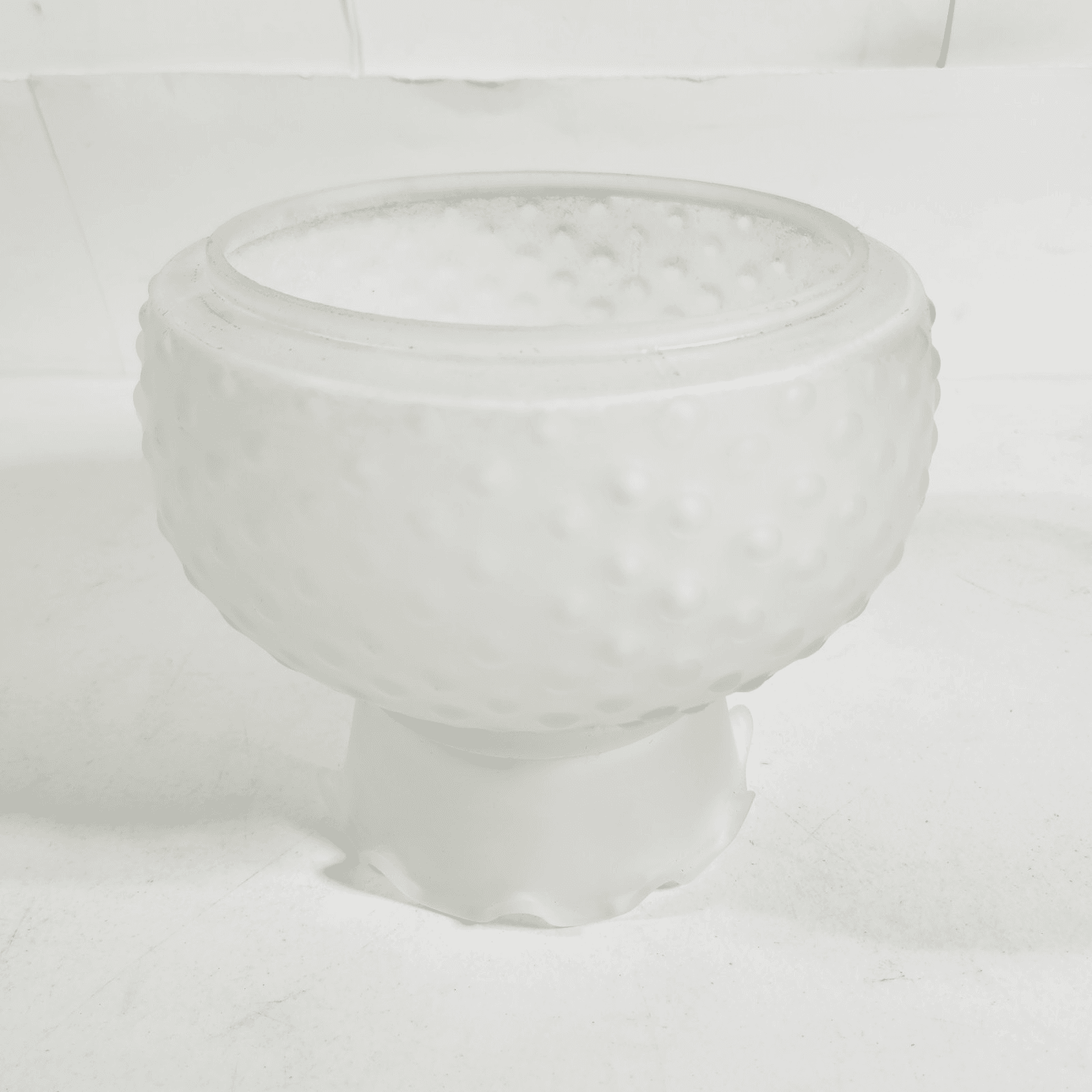 Large Vintage Ruffled Top Light Frosted Glass Lamp Shade Globe Hurricane - Thumbnail 7