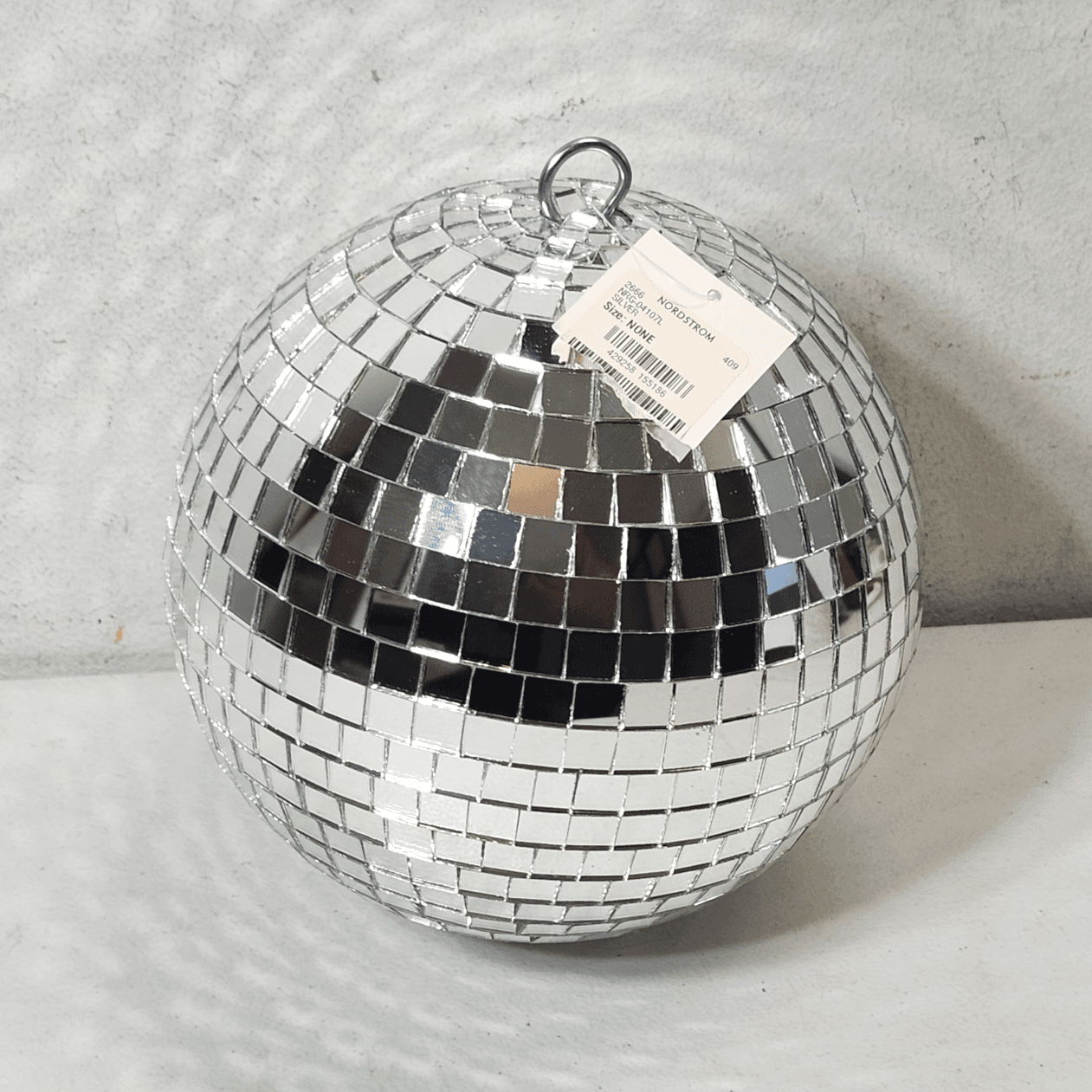 Mirror Disco Ball 8" Round Silver Crystal Ornament Holiday Decoration - Thumbnail 2