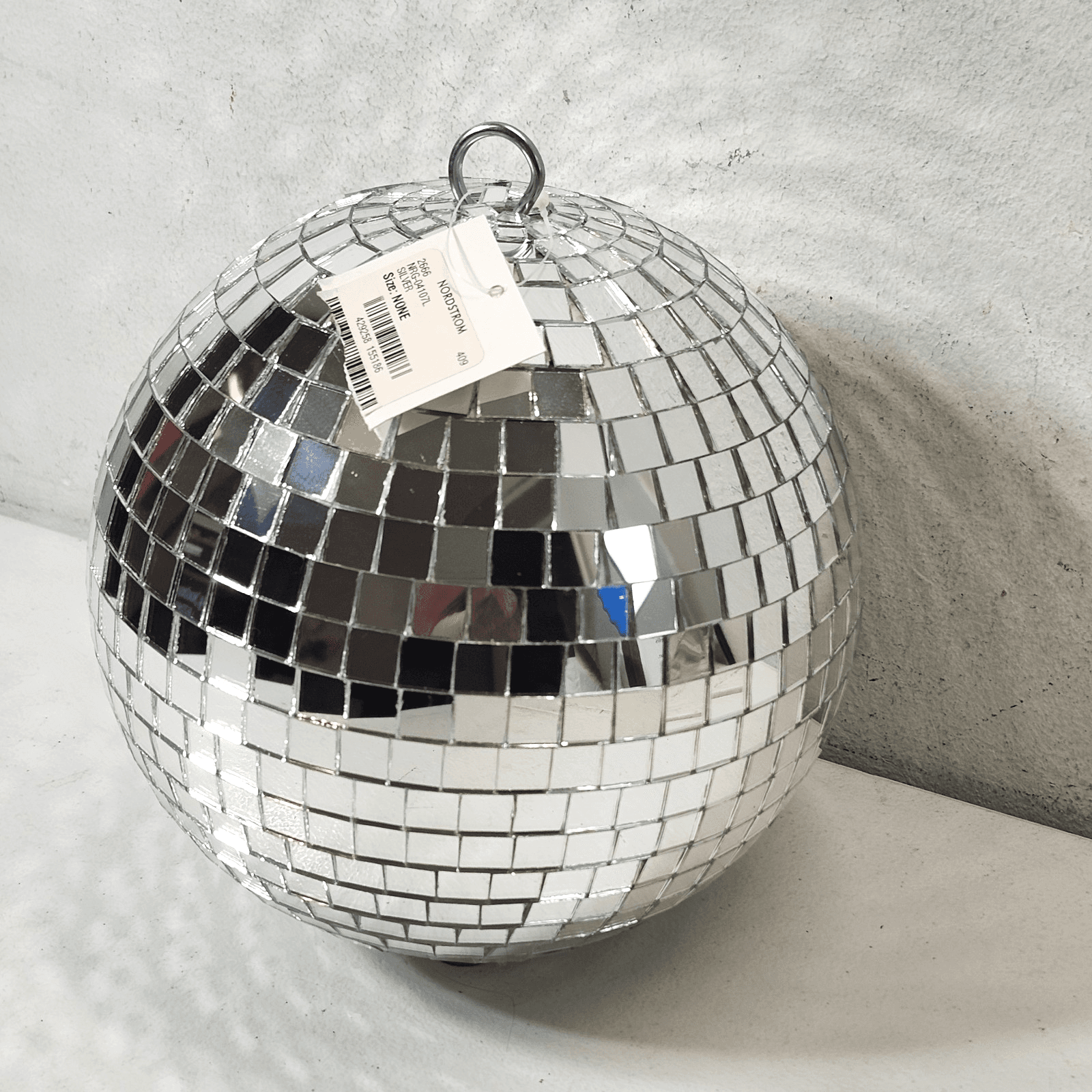 Mirror Disco Ball 8" Round Silver Crystal Ornament Holiday Decoration - Thumbnail 3