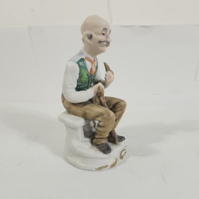 Vintage Figurine of a Man Smoking Pipe w/ Cane Portugal 6.5" - Thumbnail 7