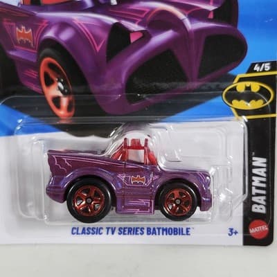 2026 Hot Wheels Classic TV Series Batmobile Purple Tooned Batman Car 1/64 Toy - Thumbnail 2