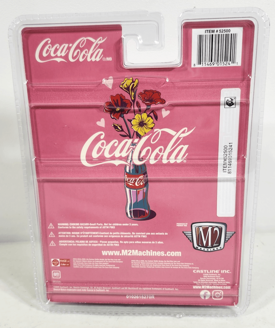 M2 Machines 1956 Chevrolet Bel Air Mom Pink Car 1/64 Toy Vehicle Hood Down - Thumbnail 5