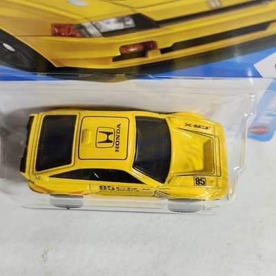 Hot Wheels 1985 Honda CR-X HW J-Imports Yellow Car 1/64 Toy Vehicle NEW - Thumbnail 3