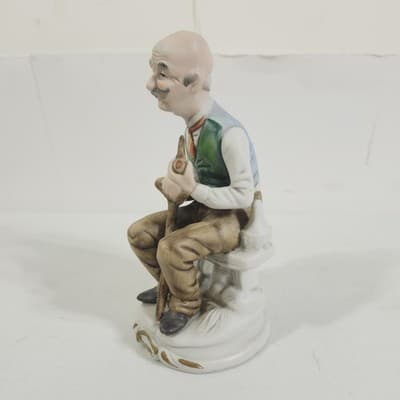 Vintage Figurine of a Man Smoking Pipe w/ Cane Portugal 6.5" - Thumbnail 3