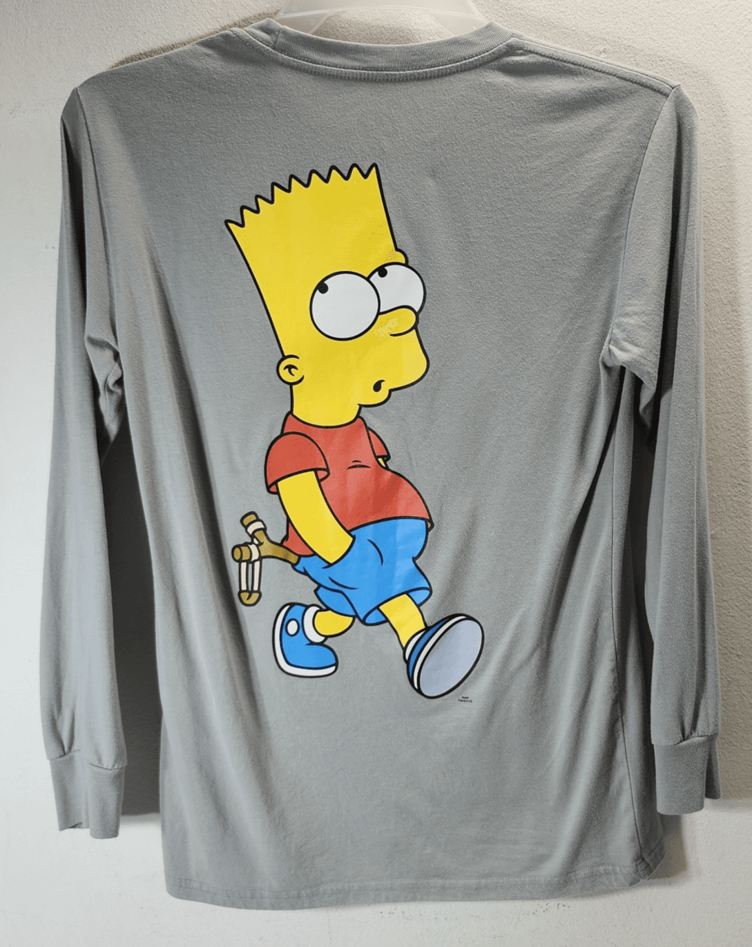 Men's Small Shirt Bart Simpson Graphic Double Sided Gray Long Sleeve Tshirt - Thumbnail 6