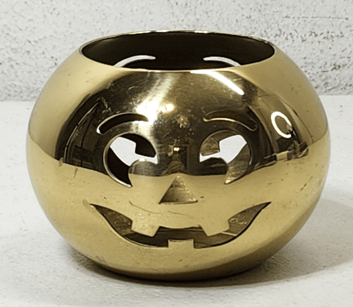 Vintage Brass Pumpkin Votive Candle Holder Home Decor - Thumbnail 2