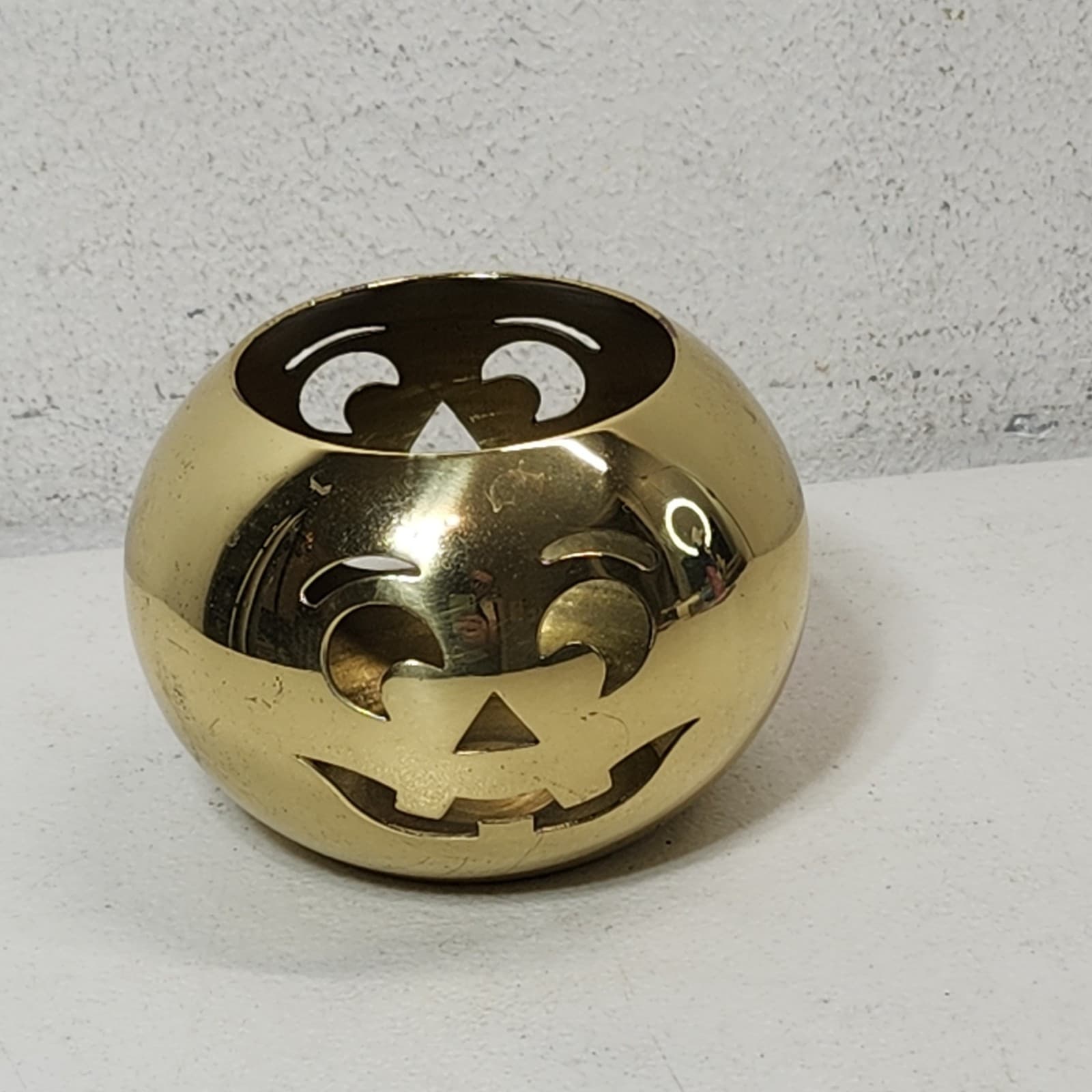 Vintage Brass Pumpkin Votive Candle Holder Home Decor - Thumbnail 4