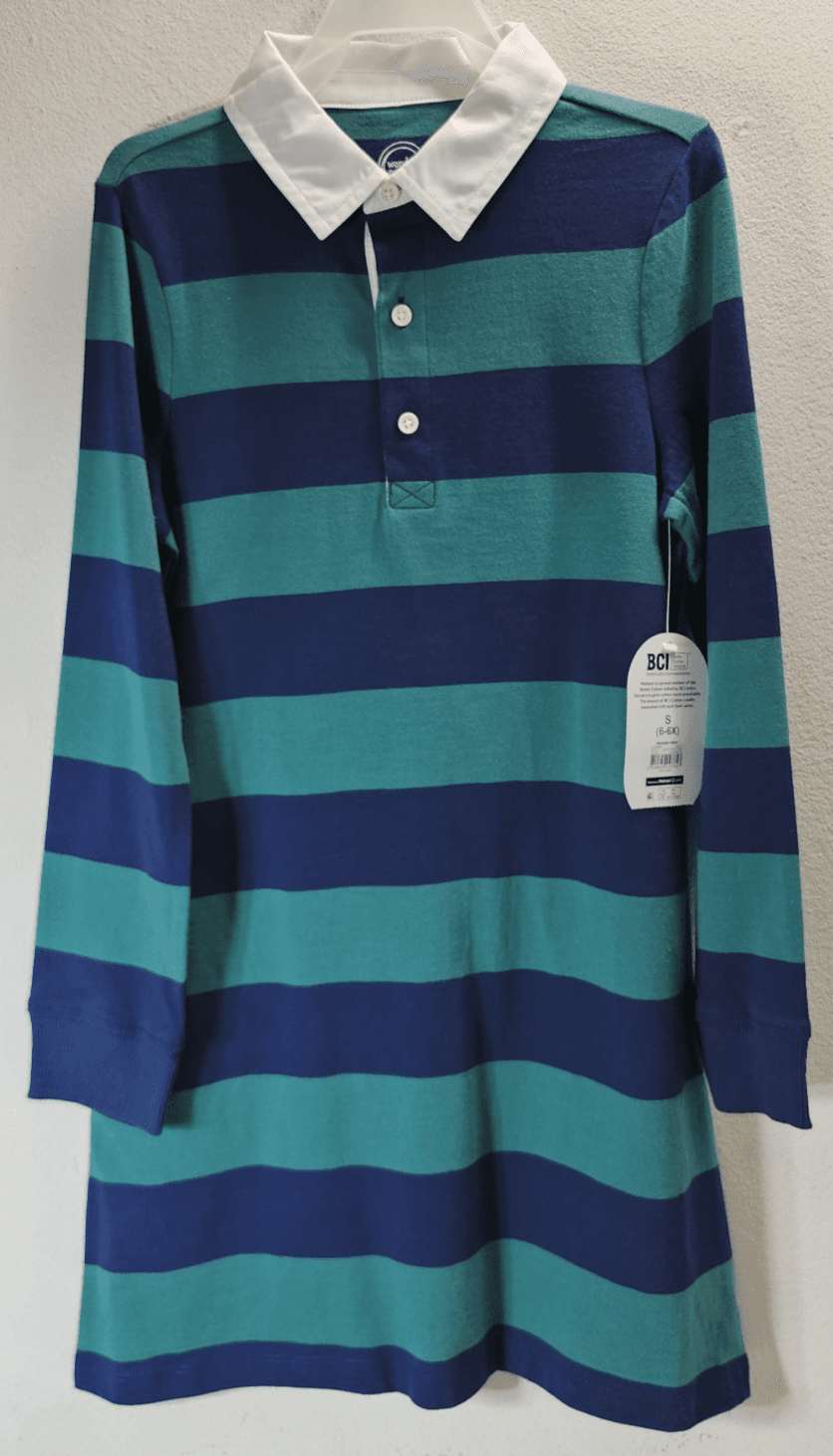 Wonder Nation Girls Striped Shirt Dress Top Size Small 6 Green Blue NEW - Thumbnail 5