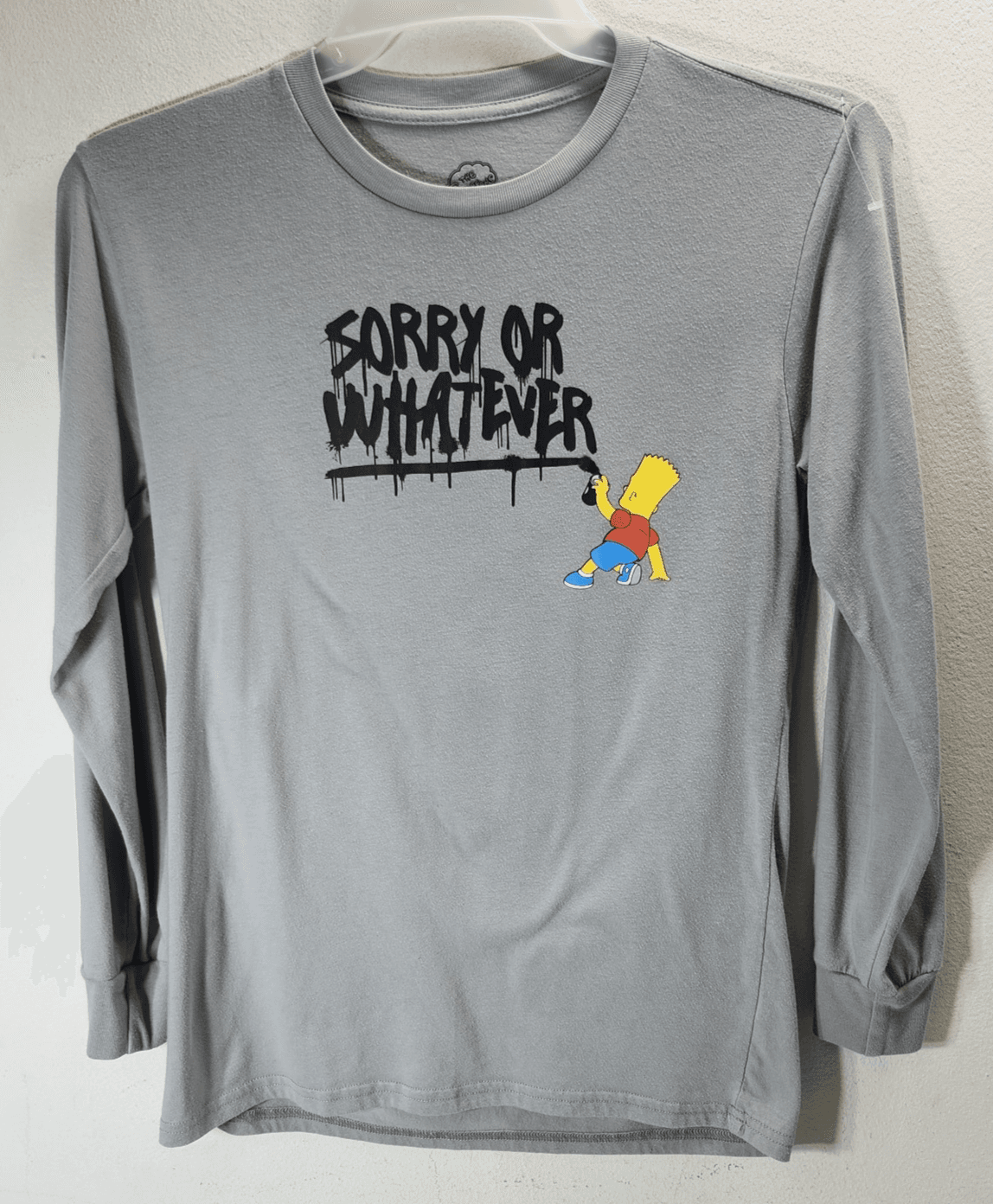 Men's Small Shirt Bart Simpson Graphic Double Sided Gray Long Sleeve Tshirt - Thumbnail 5