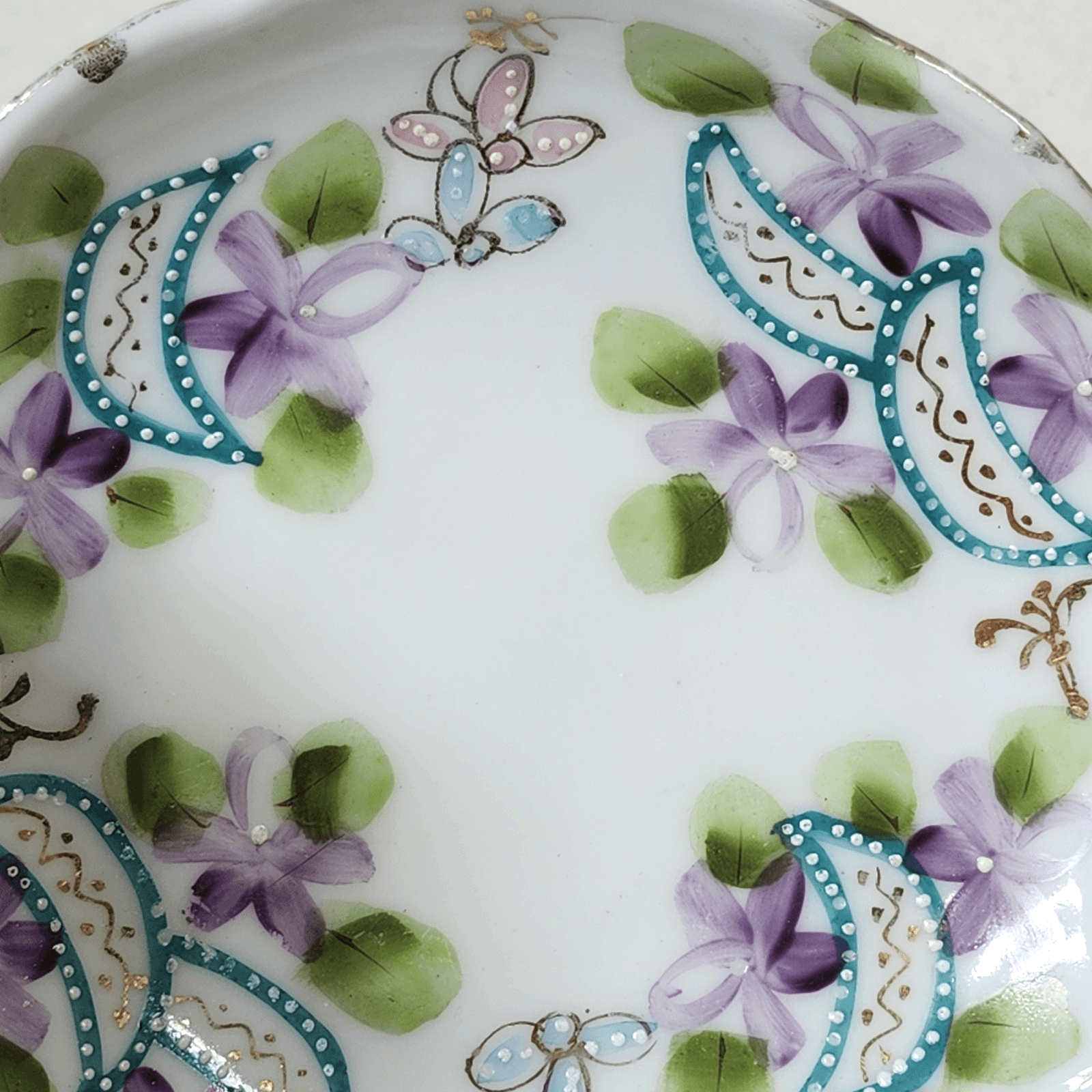 Vintage Floral Plate Trinket 6" Home Decor Made In Japan Hand Painted Porcelain - Thumbnail 4