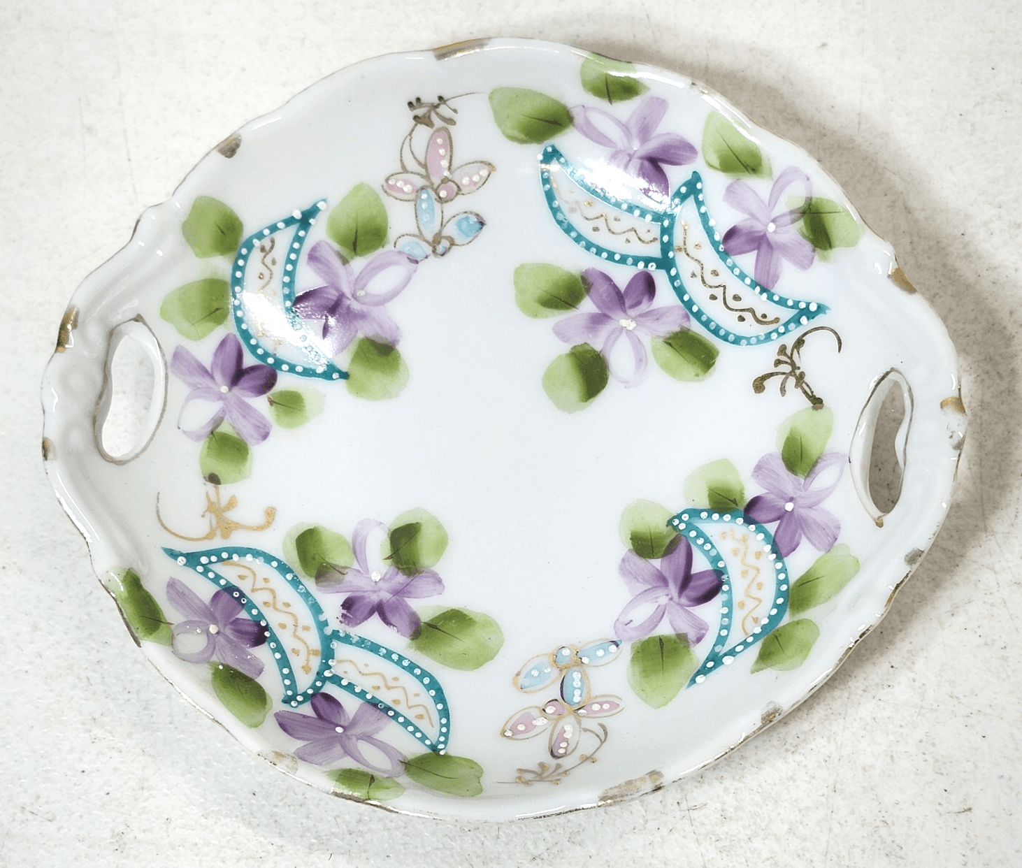 Vintage Floral Plate Trinket 6" Home Decor Made In Japan Hand Painted Porcelain - Thumbnail 2