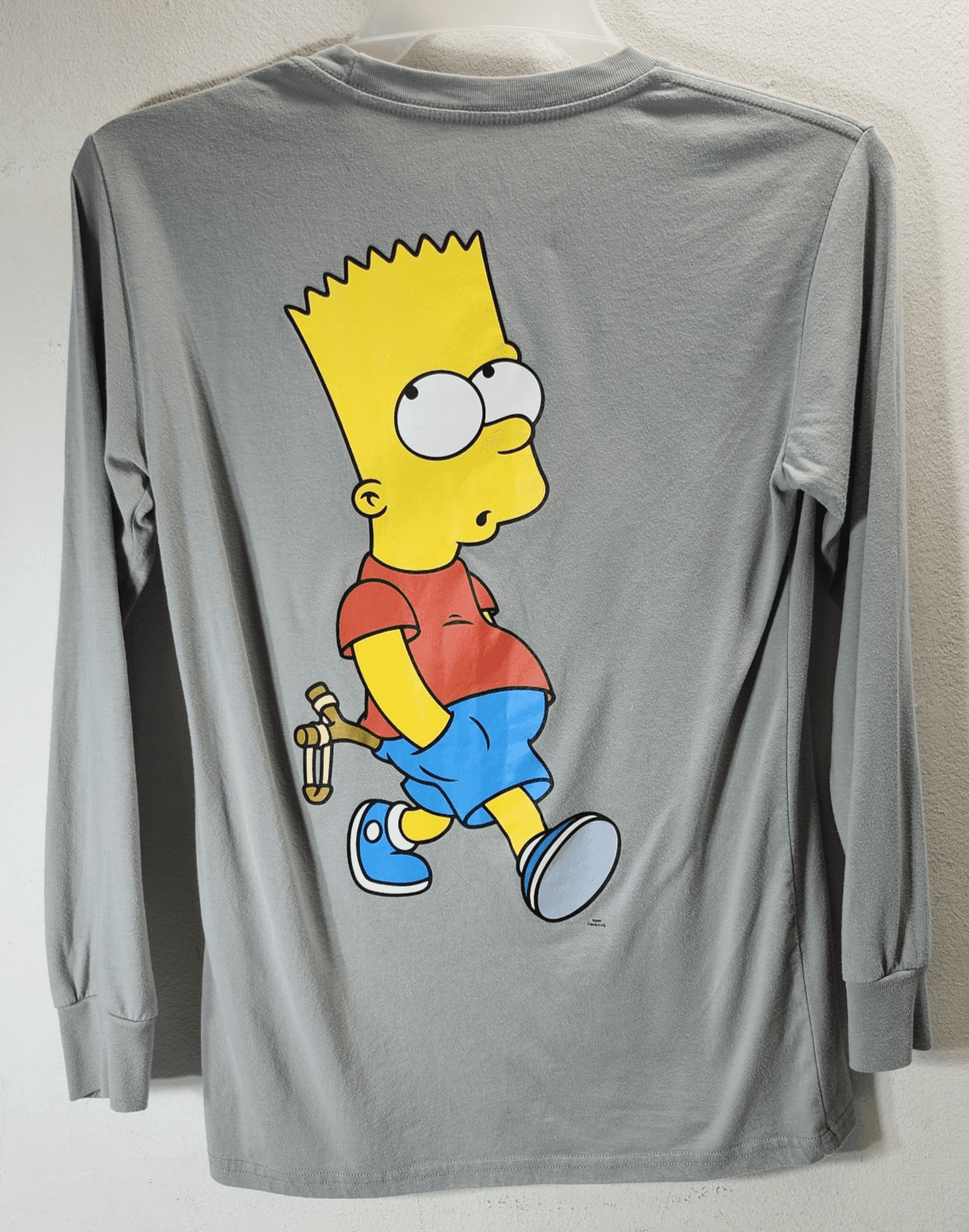 Men's Small Shirt Bart Simpson Graphic Double Sided Gray Long Sleeve Tshirt - Thumbnail 2