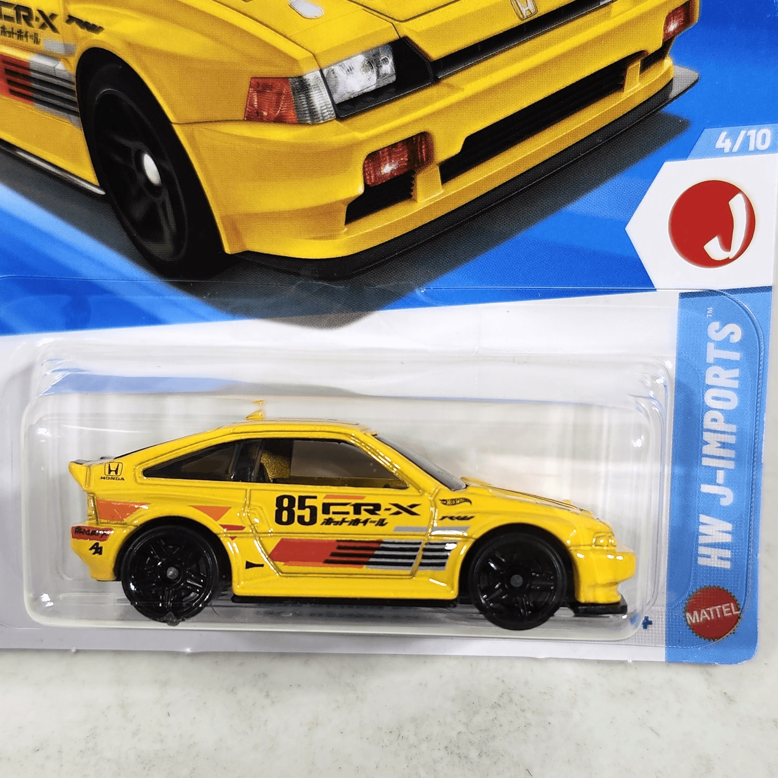 Hot Wheels 1985 Honda CR-X HW J-Imports Yellow Car 1/64 Toy Vehicle NEW - Thumbnail 2