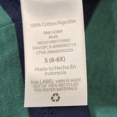 Wonder Nation Girls Striped Shirt Dress Top Size Small 6 Green Blue NEW - Thumbnail 9