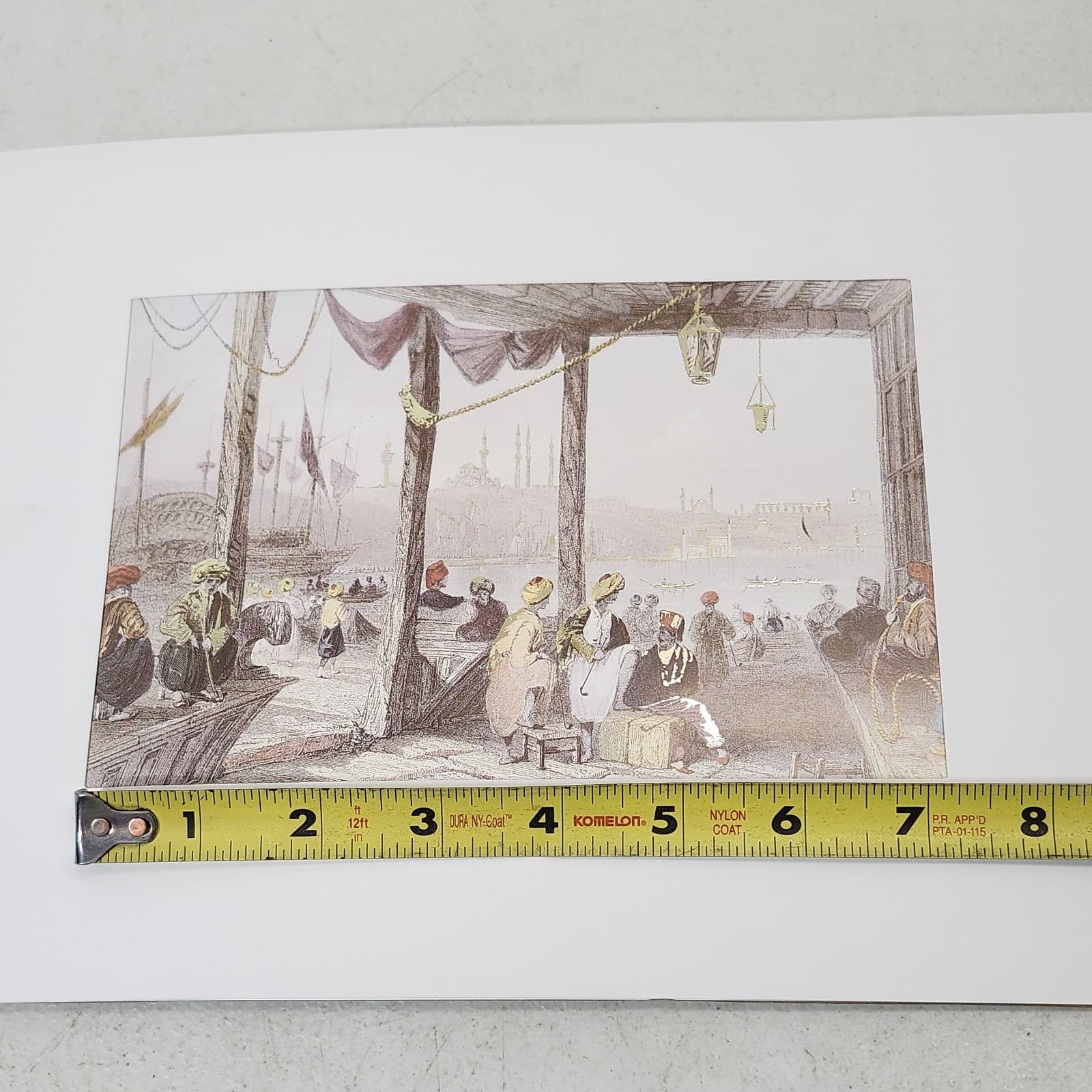 Koza Koleksiyon Picture Seaside Landscape Art Print With Gold Accents 7" X 5" - Thumbnail 8