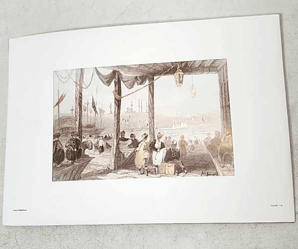 Koza Koleksiyon Picture Seaside Landscape Art Print With Gold Accents 7" X 5" - Thumbnail 3