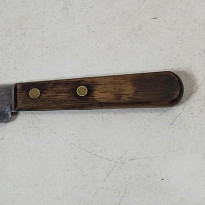 Vintage Dunlap Stainless Steel Fixed Blade Knife Kitchen 13" Wood Handle - Thumbnail 6