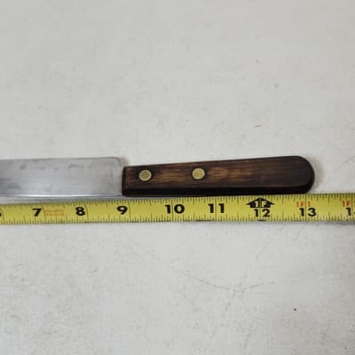 Vintage Dunlap Stainless Steel Fixed Blade Knife Kitchen 13" Wood Handle - Thumbnail 4