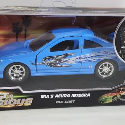 2026 Jada 25 Years Of Fast & Furious Mia's Acura Integra Blue Car 1/32 Toy NEW - Thumbnail 2