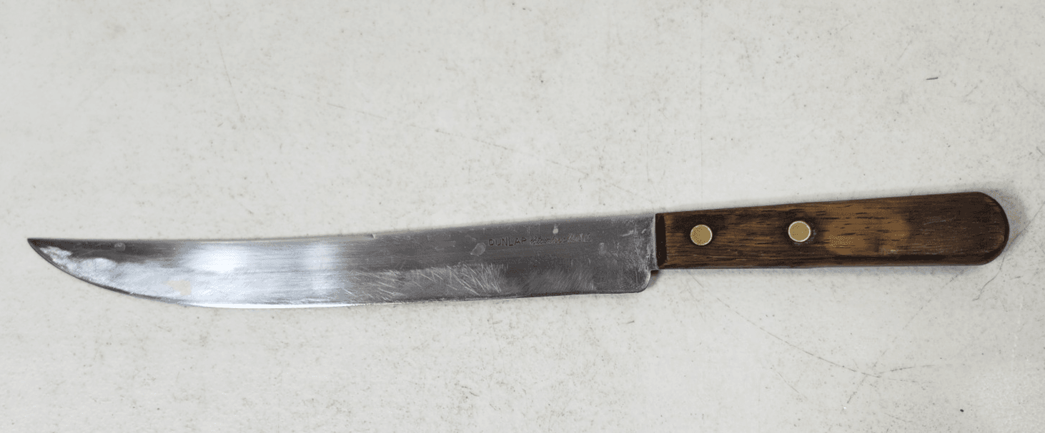 Vintage Dunlap Stainless Steel Fixed Blade Knife Kitchen 13" Wood Handle