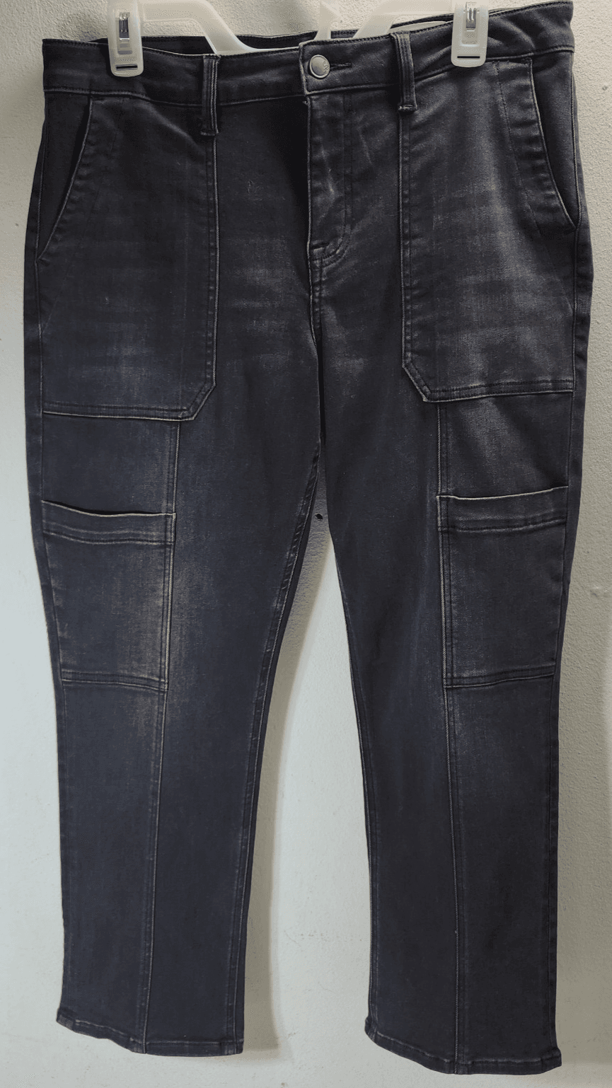 Cosmic Blue Love Womens Jeans Straight Leg Size 31 Black Denim Pants - Thumbnail 5