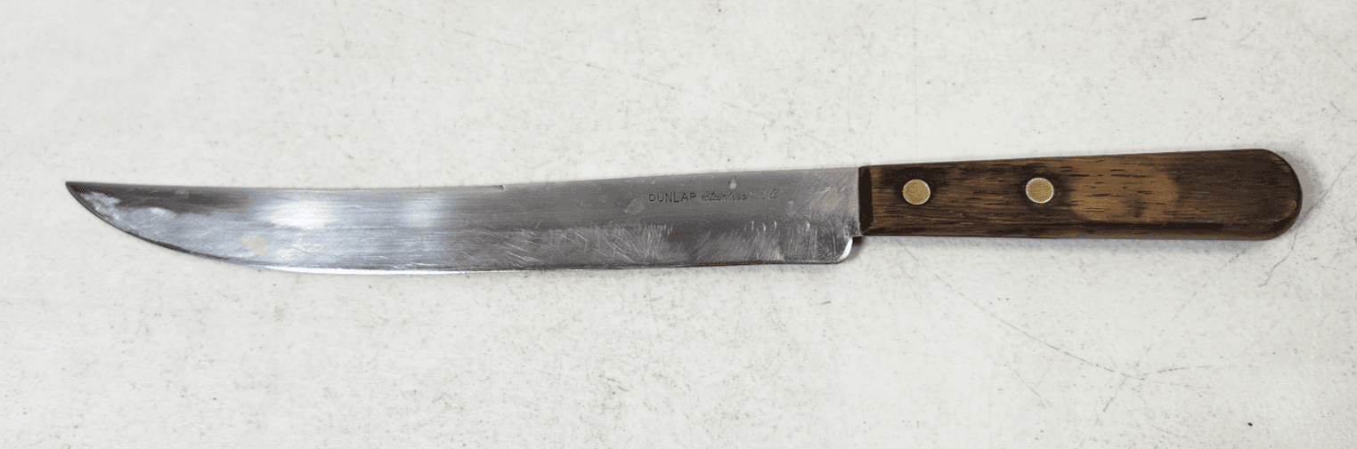 Vintage Dunlap Stainless Steel Fixed Blade Knife Kitchen 13" Wood Handle - Thumbnail 2