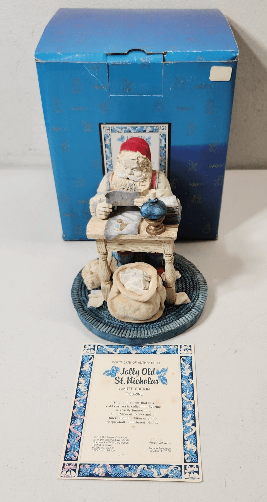 Jolly Old St Nicholas Santa Figurine Holiday Home Decor Enesco 1991 - Thumbnail 2