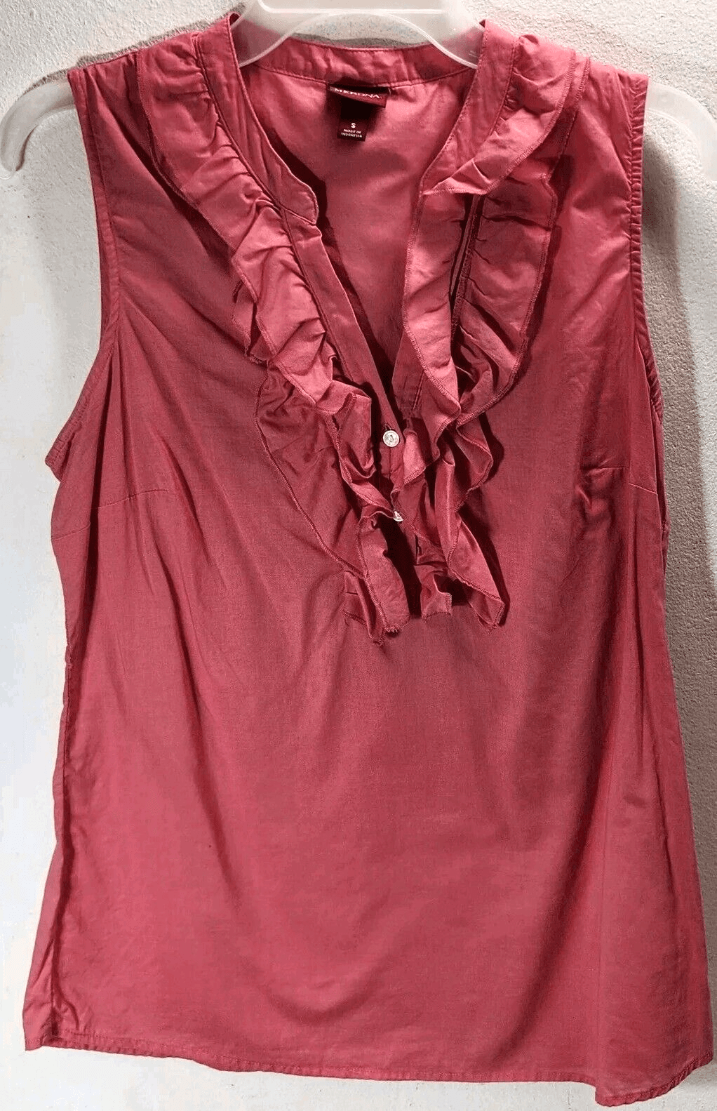 Merona Womens Small Sleeveless Ruffle Blouse Shirt Pink - Thumbnail 3