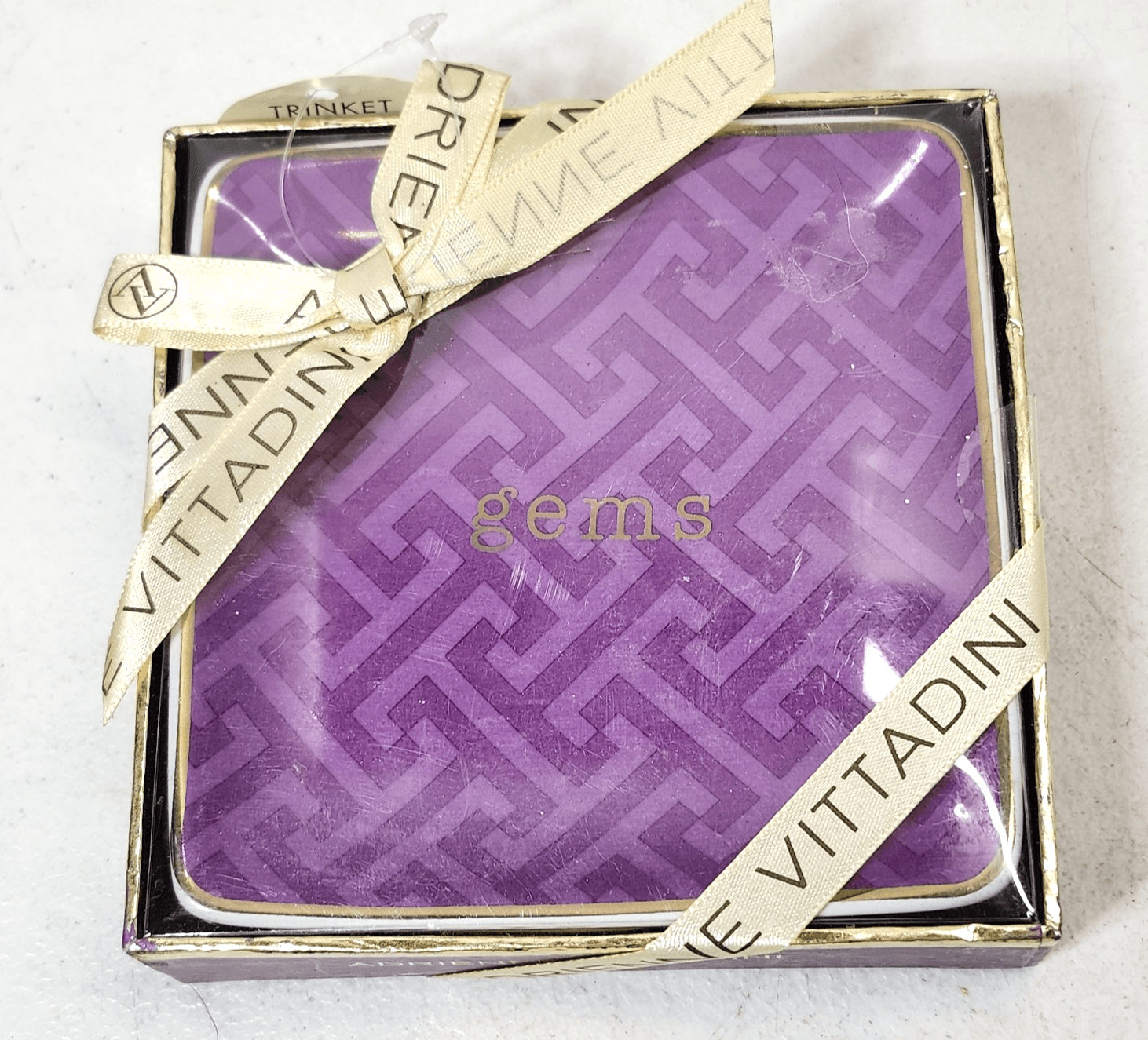 Adrienne Vittadini Purple Trinket Tray Gems Design 4.5" Home Decor NEW - Thumbnail 2