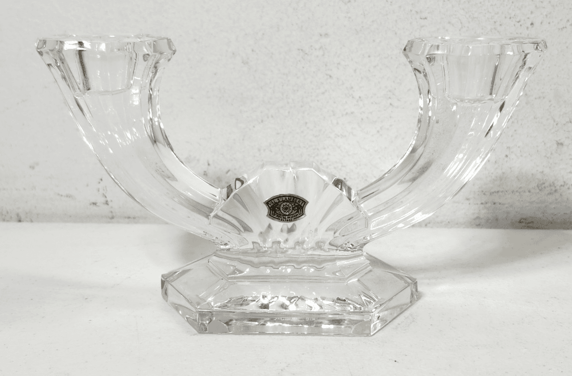 Val St Lambert Imperial Double Light Candlestick Holder Art Deco Home Decor
