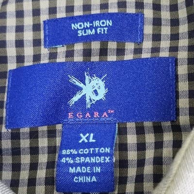 Egara Shirt Mens XL Slim Fit Button Up Long Sleeve Gray Blue Black - Thumbnail 7