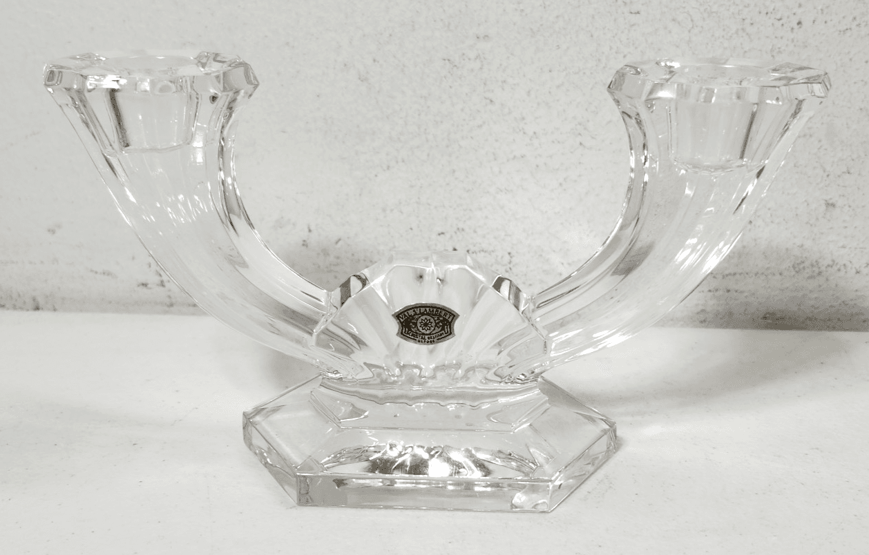 Val St Lambert Imperial Double Light Candlestick Holder Art Deco Home Decor - Thumbnail 2