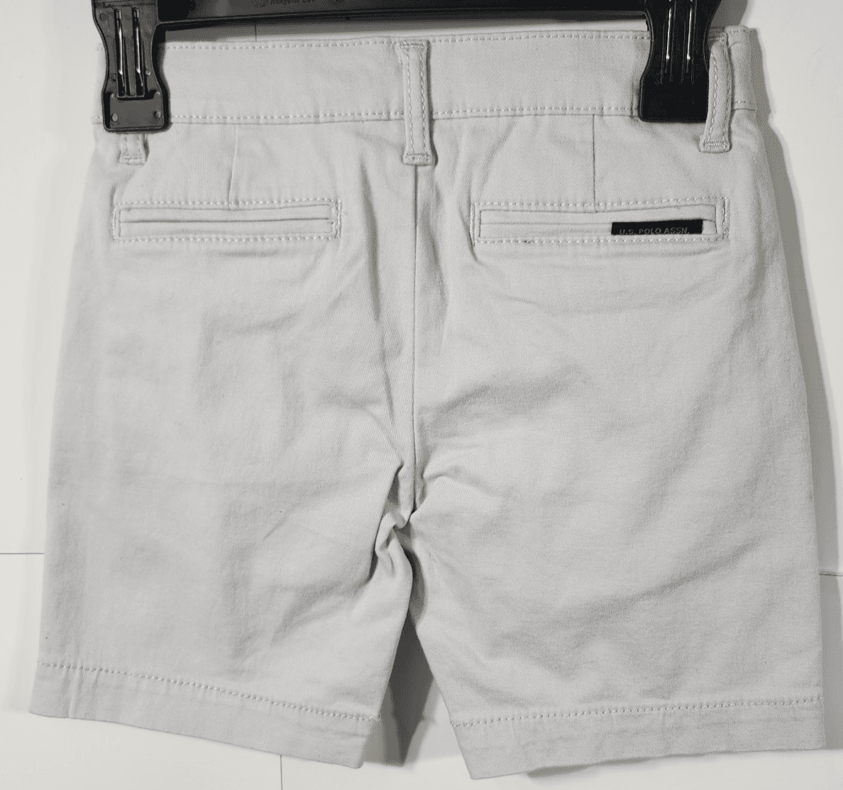 US Polo Assn Boys Flat Front Shorts Size 4 Gray Twill NEW - Thumbnail 4