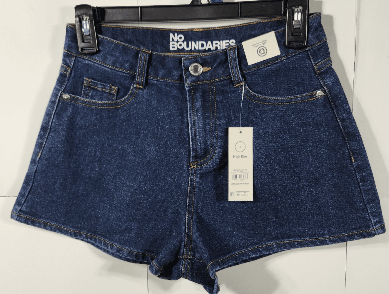 No Boundaries Denim Shorts Size 0 Womens High Rise Blue Stretch Mom NEW